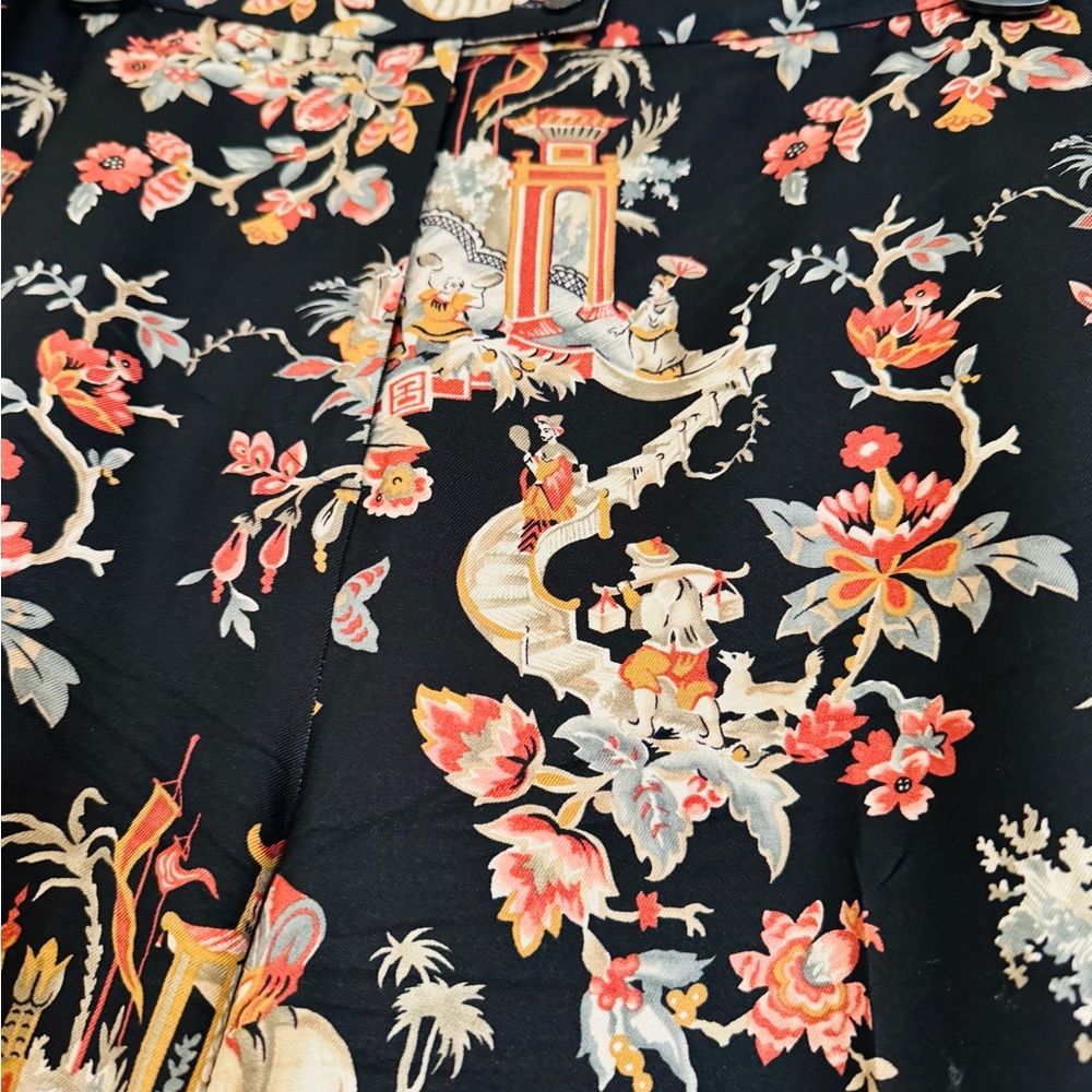 Talbots Black Floral Scenic Print Pants - Picture 3 of 6
